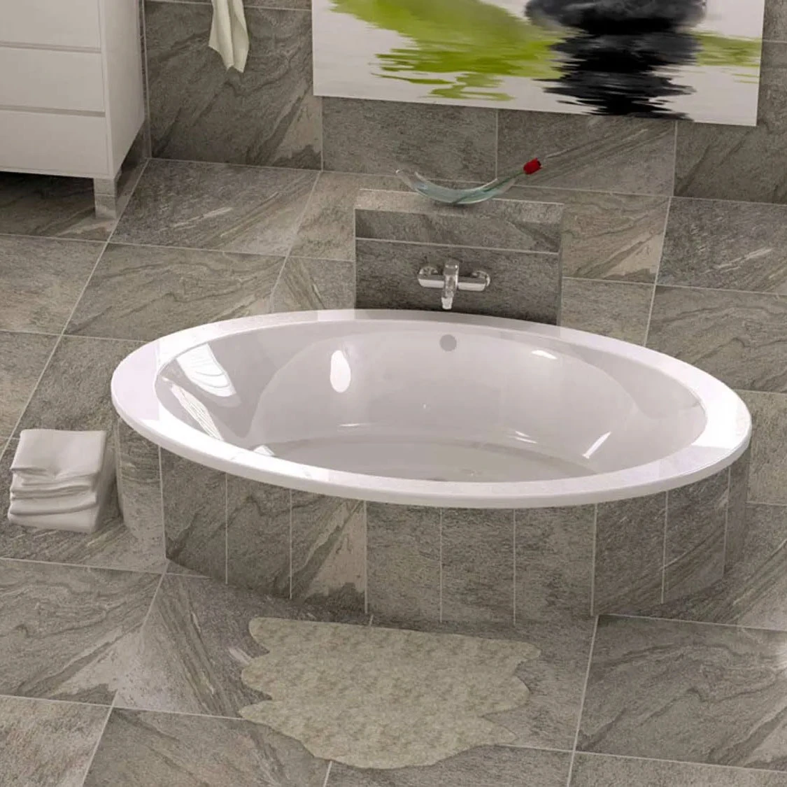 Arena White Built-in Oval Bath – 1800 x 960mm - Image 10
