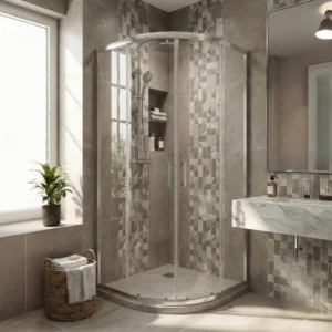 Aspen Bellmont Chrome Flat Frame Quadrant Shower Enclosure – 885 x 885 x 2000mm