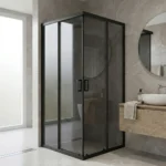 Black Flat Frame Corner Entry Shower Enclosure - CTG5012BL - 885 x 885 x 2000mm