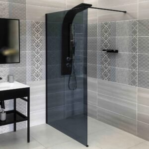 Aspen Black Walk-In Wall Mounted Shower Screen Including Arm – B24 Essentials – 1000 x 2000mm