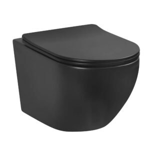 Black Wall Hung Toilet Set Including Seat, Cistern & Flush Plate