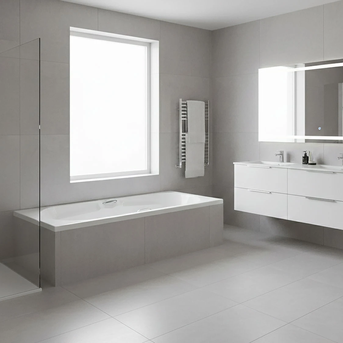 Coral White Built-in Straight Bath with Handles – 1700 x 700mm - Image 3