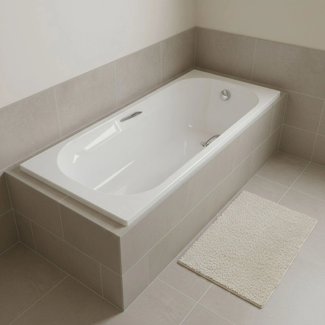 Coral White Built-in Straight Bath with Handles – 1700 x 700mm - Image 5