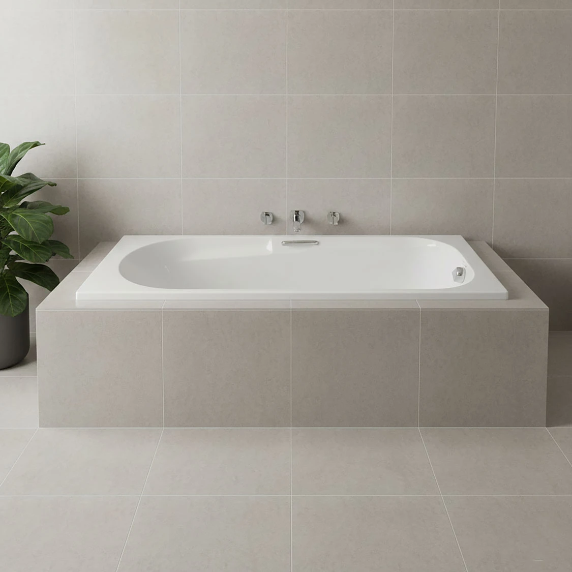 Coral White Built-in Straight Bath with Handles – 1700 x 700mm - Image 7