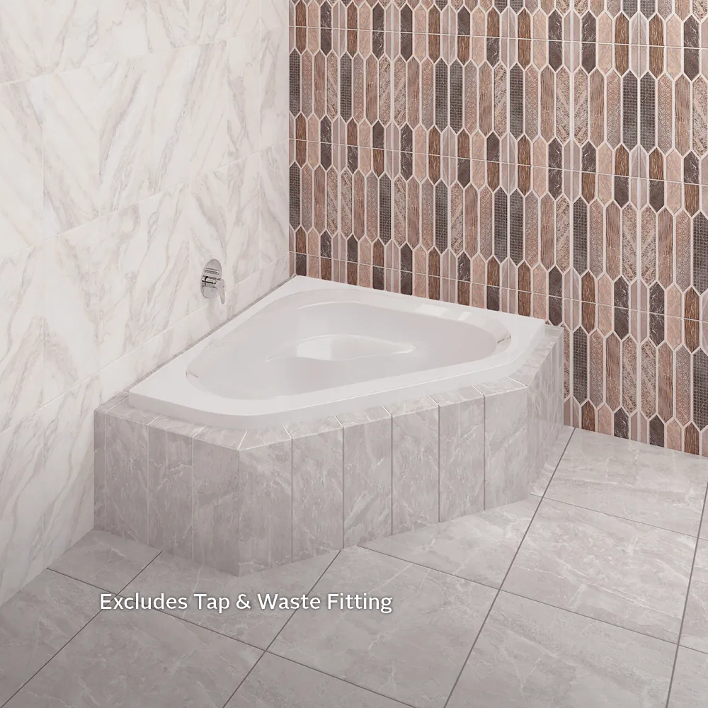 Piazza White Built-in Corner Bath – 1350 x 1350 x 1900mm - Image 6