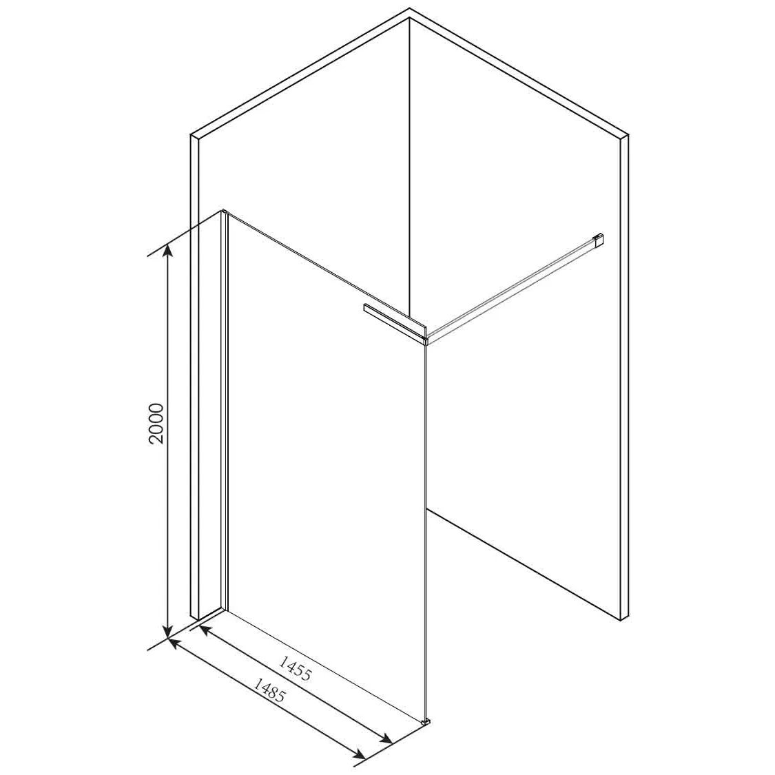 Chrome Wall Mounted Shower Screen – 1500 x 2000mm - Image 2