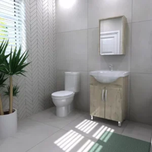 Hazel Floor Standing Cabinet, White Basin & Mirror Cabinet – 550mm