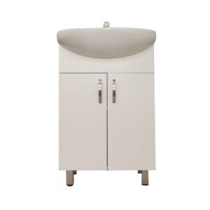 White Floor Standing Cabinet And White Ceramic Drop In Basin – 550mm