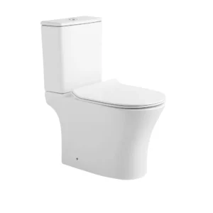 White Round Freestanding Rimless Toilet & Soft Close Toilet Seat